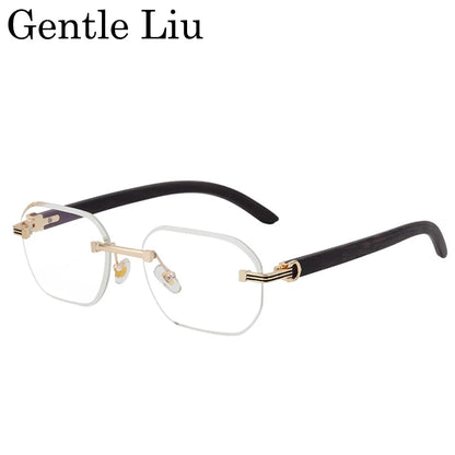 Vintage Square Rimless Sunglasses Men 2026 Luxury Brand Trendy Frameless Punk UV400 Eyewear Anti Blue Light Prescription Glasses
