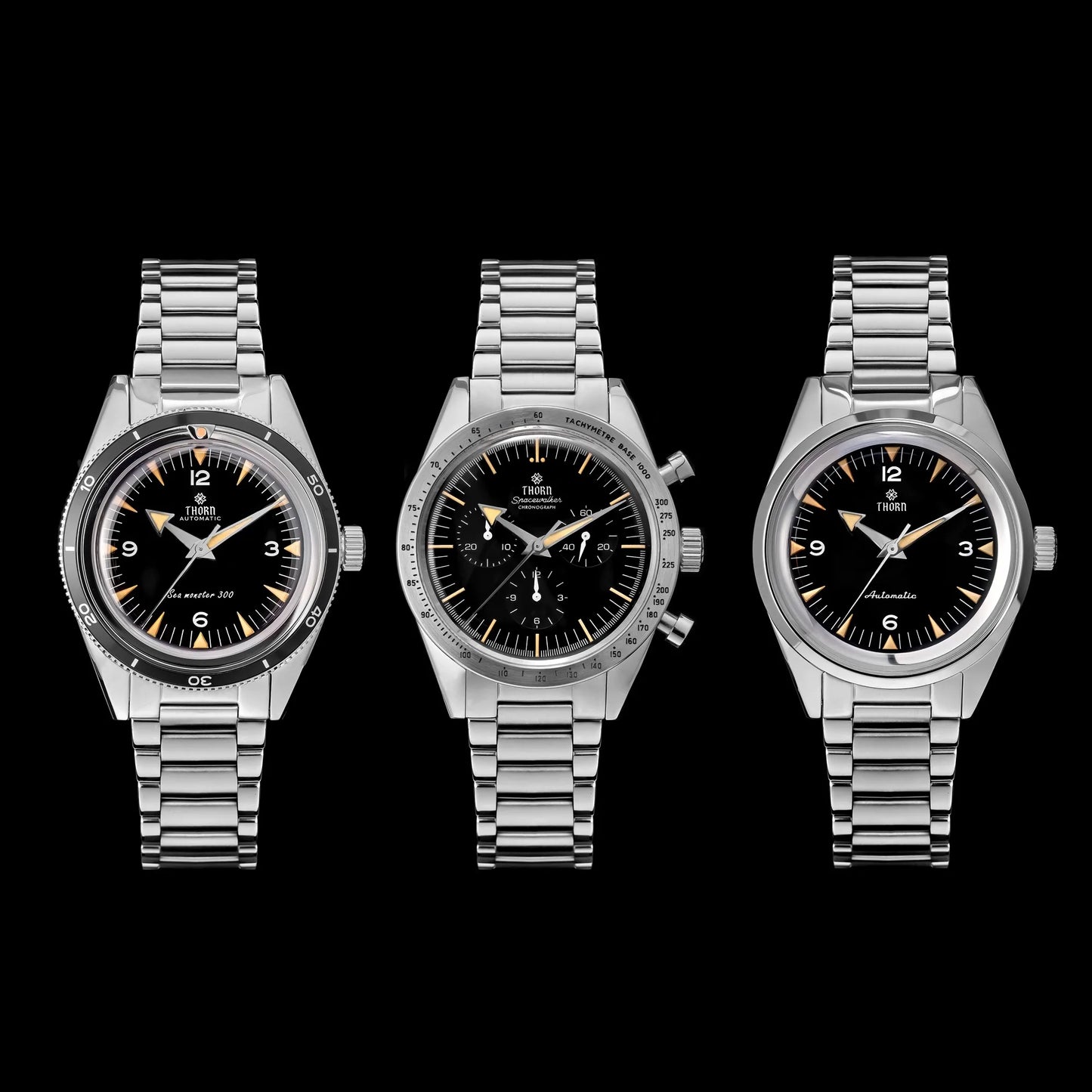 Thron T026 38mm Watch Sapphire Crystal 316L Stainless Steel PT5000/Swiss Ronda Automatic Movement Vintage Style Men's Watch