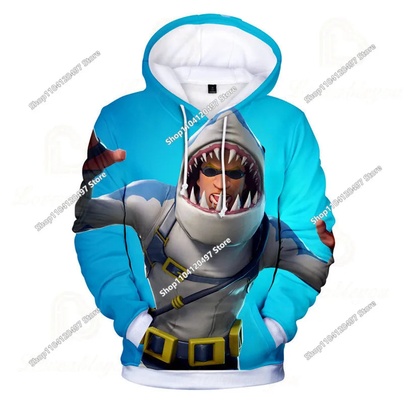 Fortnite-Cosplay-Sweatshirt, 3D-bedruckter Unisex-Gaming-Hoodie, lässige Anime-Kawaii-Jacke, Kinderkleidung, Geschenke