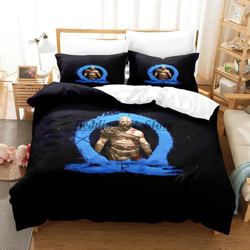 2023 Game God of War Bedding Set Single Twin Full Queen King Size Bed Set Aldult Kid Bedroom Duvetcover Sets Anime Bed Sheet Set