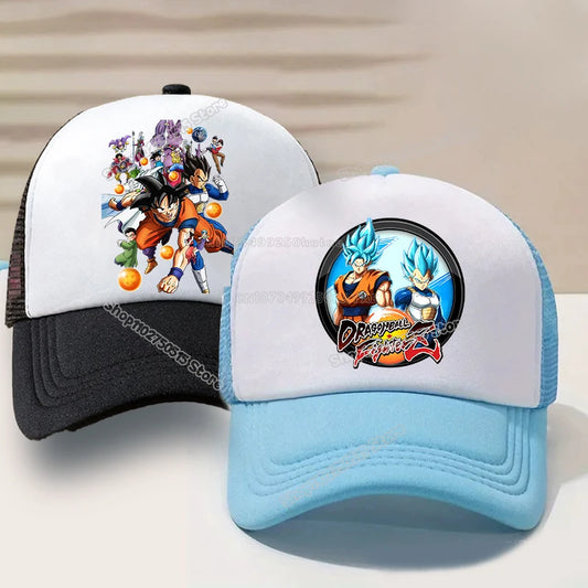 DragonsBall Baseball Cap Son Goku Summer Anime Cartoon Peak Cap Summer Boy Girl Mesh Hat  Children Sun Protection Sunhat