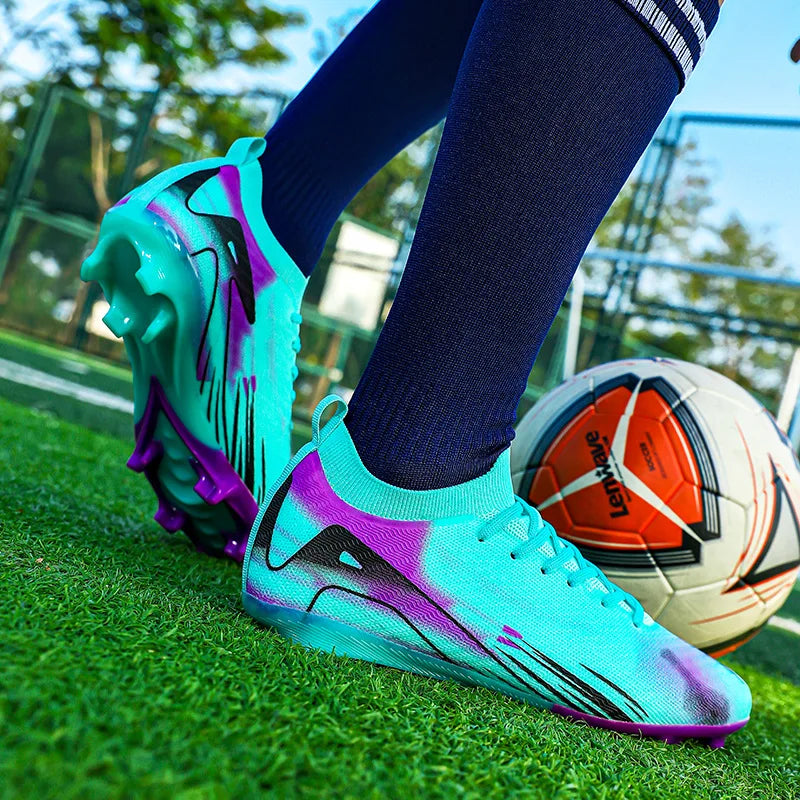 Chaussures de Football professionnelles à fond FG pour hommes, chaussures d'entraînement confortables et durables pour adultes, chaussures de Football à lacets pour adolescents