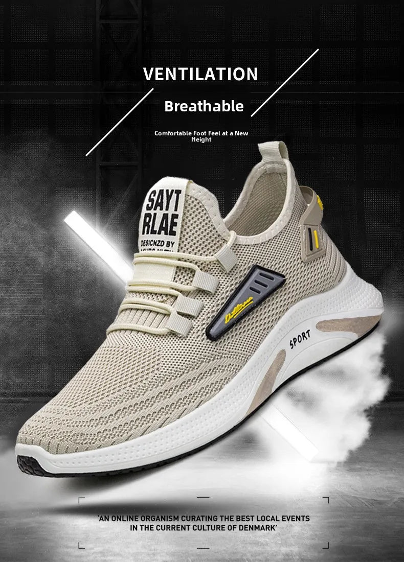 Hot Sale Of The Season New Men's Running Shoes Breathable Lightweight Knitted Lace-Up Sports Sneakers Fashionable Korean Styl...