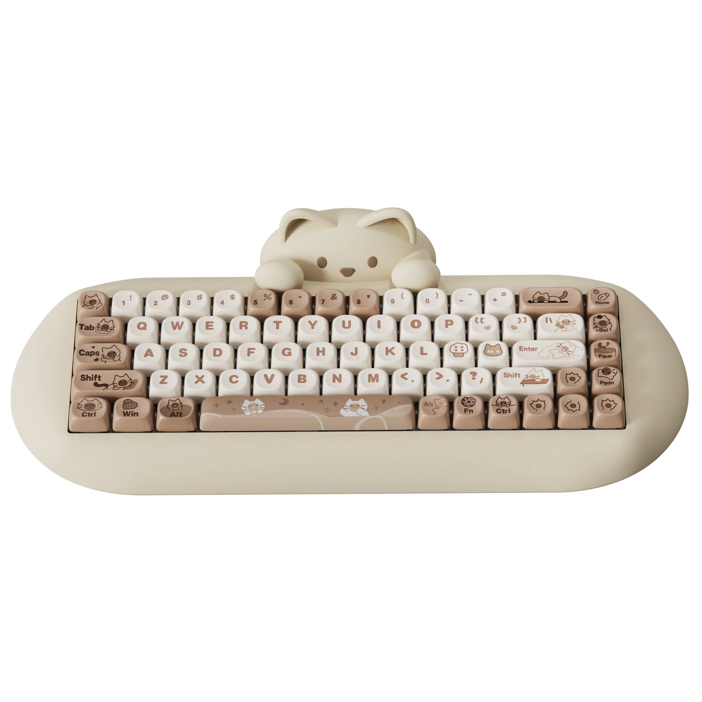 YUNZII C68 Pink 65% Hi-Fi Cute Cat Silicone Hot Swap NKRO Ergonomic Wireless BT5.0/2.4G/Wired RGB Mechanical Gaming Keyboard