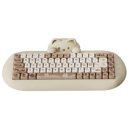 YUNZII C68 Pink 65% Hi-Fi Cute Cat Silicone Hot Swap NKRO Ergonomic Wireless BT5.0/2.4G/Wired RGB Mechanical Gaming Keyboard