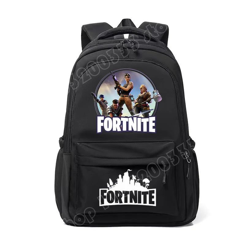 Mochila Fortnite para Crianças, Portátil e de Grande Capacidade, Mala Escolar de Estudante com Estampado Cartoon e Alças de Ombro, Material Escolar para Rapazes, Presente
