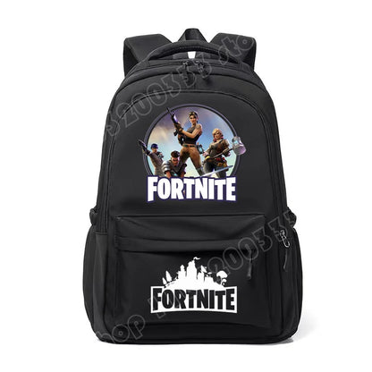 Mochila Fortnite para Crianças, Portátil e de Grande Capacidade, Mala Escolar de Estudante com Estampado Cartoon e Alças de Ombro, Material Escolar para Rapazes, Presente