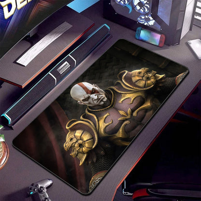 Game God Of War Big Mousepad Large Keyboard Desk Mat Pc Computer Gaming Gamer Mouse Pad LockEdge Rubber Non-slip Mats 90x40cm