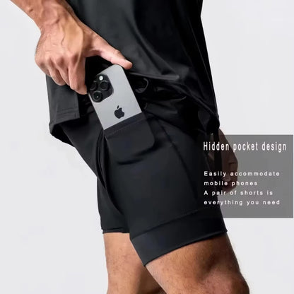 Dragon Ball Peripheral Printing Double-layer Shorts GOKU 2025 American Sports Comfortable Summer Men's Loose Breathable Pants