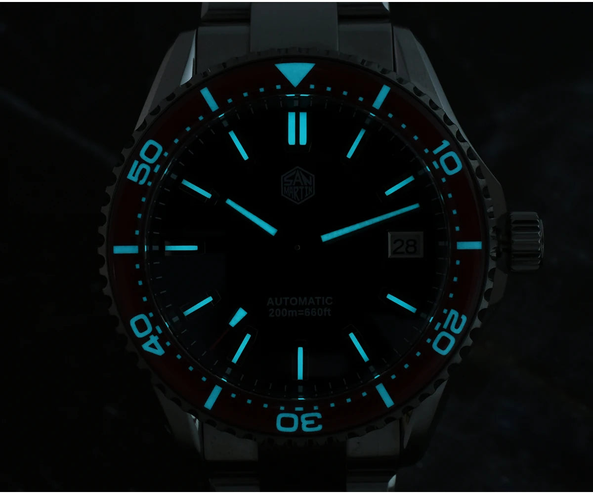 San Martin 2025 New Enamel Dial Full Luminous 39mm Dive Watch Luxury Men Watch NH35 Automatic Mechanical Waterproof 200m SN0129