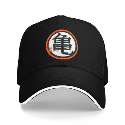DBZ Kanji Print Baseball Cap Men Adjustable Sun Hat Luxury Trucker Sandwich Cap Women Casual Snapback Bucket Caps Golf Hats