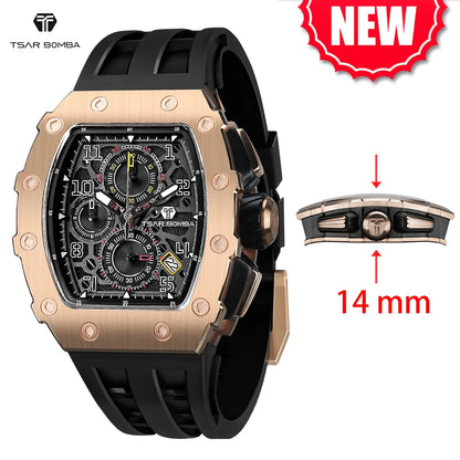 Reloj TSAR BOMBA New TB8204 para hombre, cronógrafo de cuarzo japonés, resistente al agua 50M, reloj de pulsera deportivo de moda, reloj masculino de lujo, regalo para hombre