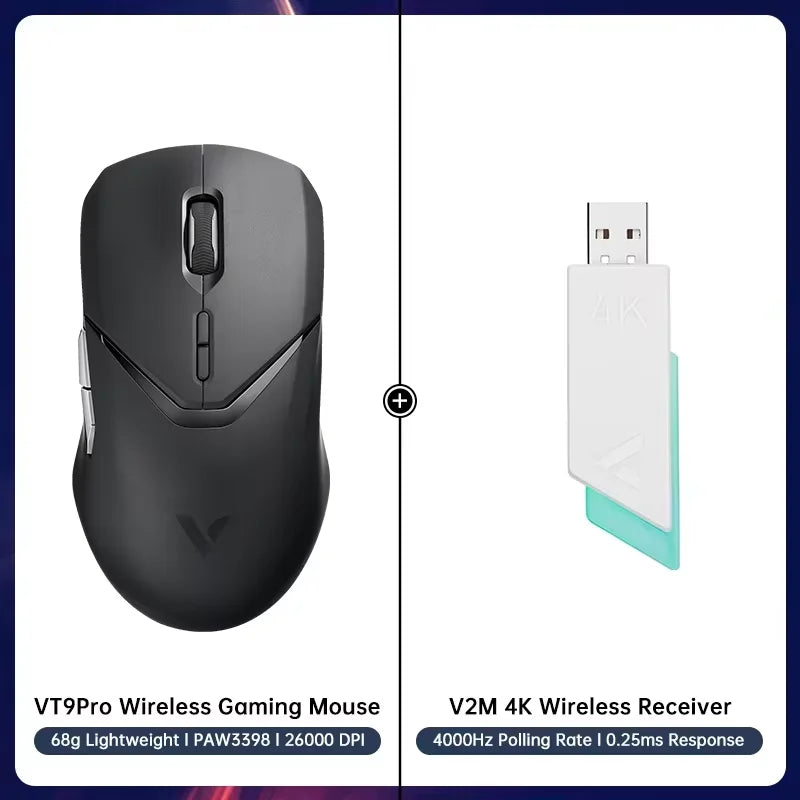 Mouse da gaming wireless Rapoo VT9PRO PAW3398 68g cablato programmabile ergonomico 26000DPI Type C ricaricabile accessorio per PC gamer