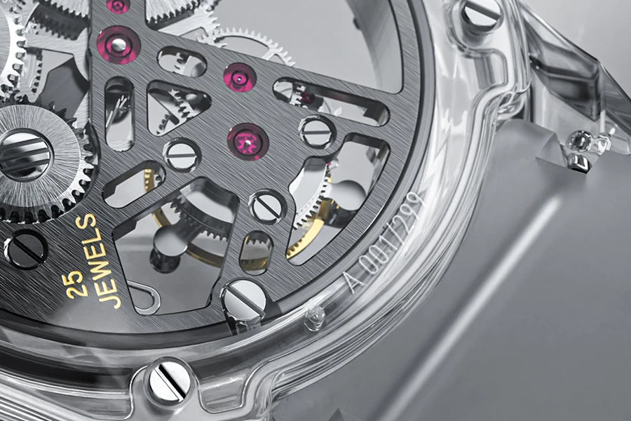 Orologio AGELOCER Limited Edition “Ice Never Melts” con tourbillon in cristallo a spirale libera, orologio meccanico manuale di lusso