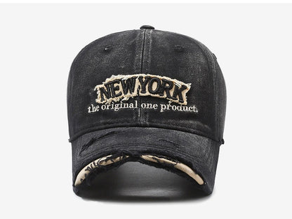 Vintage Old Hole Embroidery Letters Cowboy Baseball Cotton Soft Top Men's and Women's Spring and Summer Casual 56-60cm Sun Hat