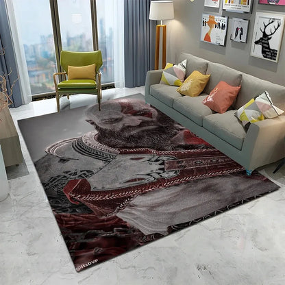 3D God of War Games Carpet Home Living Room Bedroom Sofa Doormat Decor Kids Play Area Rug Non-slip Mechanical Washable Floor Mat