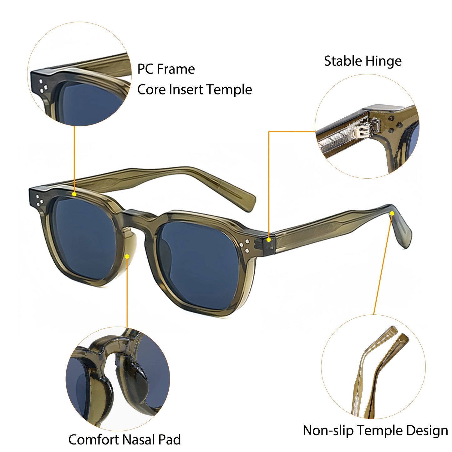 CATERSIDE Fashion Men Sunglasses Small Frame Square Personalized Design Sun Glasses Women Travel Party Business Festival Gift