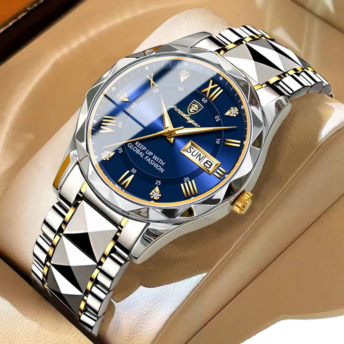 Relógio de homem POEDAGAR Business Luxury, estanque, em aço inoxidável, luminoso, com data e dia da semana, estilo desportivo, de quartzo.