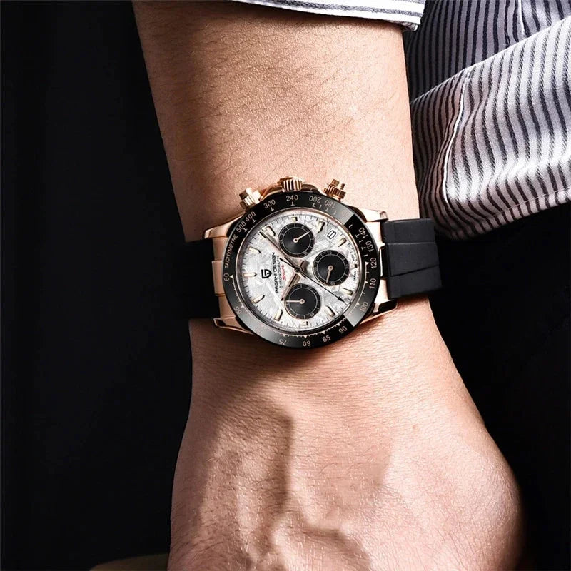 Novo Original PAGANI DESIGN PD-1664 Relógio de Pulso de Luxo para Homem, Movimento de Quartzo Japonês VK63, Safira, Cronógrafo Resistente à Água, Dourado