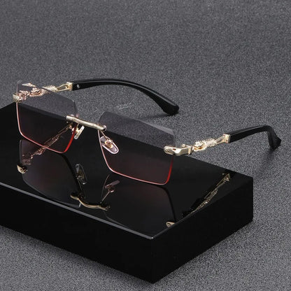 Fashion Rimless Rectangle Sunglasses Women Men Luxury Brand Shades Square Sun Glasses Female Male Beach Travel Eyewear