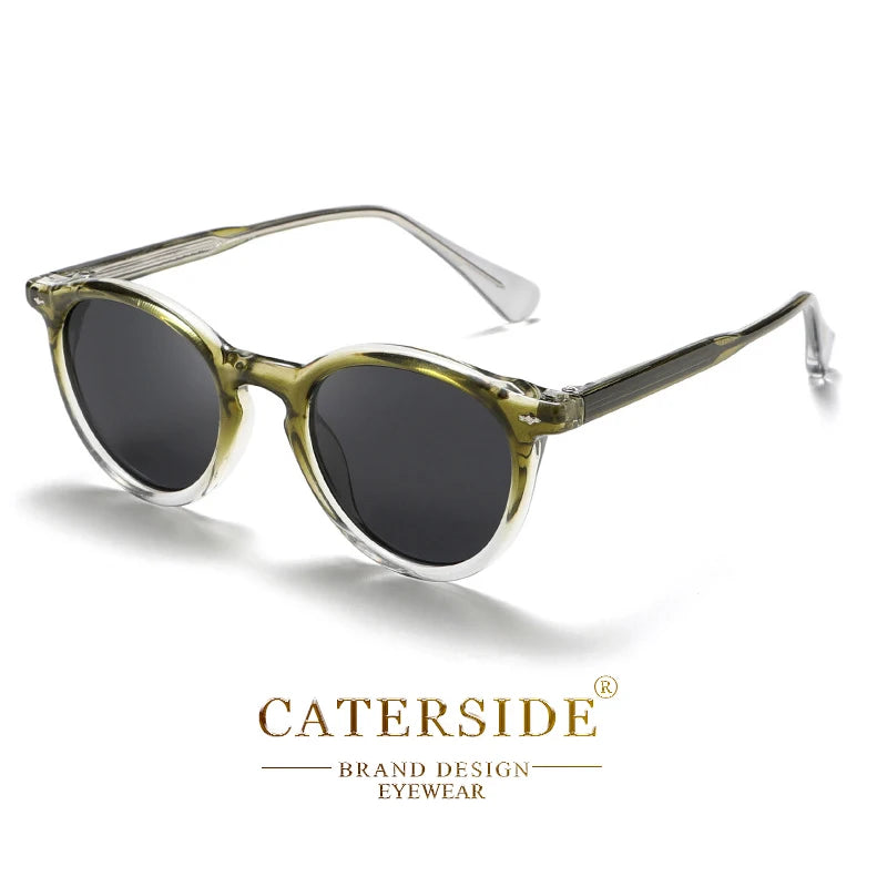 CATERSIDE Round Polarized Sunglasses Men Propionic High Quality Sun Glasses Women Punk Outdoor Driving Fishing Eyewear UV400