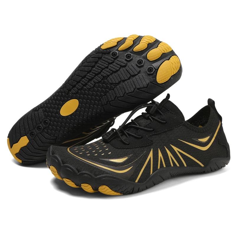 Novos sapatos aquáticos 2025 barefoot para praia e desporto, sapatos de natação antiderrapantes de alta qualidade, sapatos desportivos casuais de cinco dedos unissexo