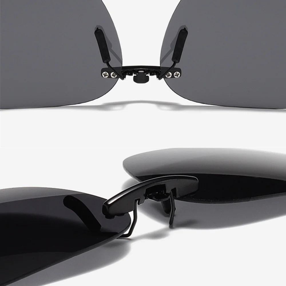 KLASSNUM Men Driving Clip On Polarized Sunglasses for Myopia Eyeglasses Women Square Night Vision Fishing UV400 Sun Glasses Clip