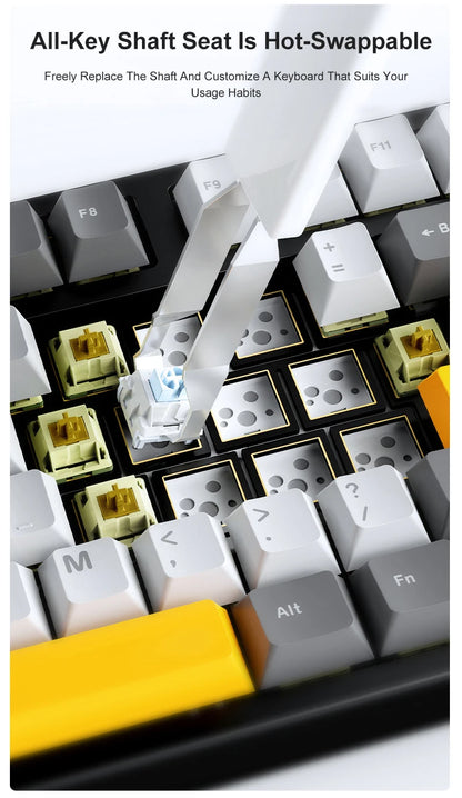 Neue AJAZZ AK35I V3 MAX Tri-Mode kabelgebundene Bluetooth-Wireless-Gaming-Tastatur mit Gasket-Struktur, Full-Key-Hot-Swap, 104 Tasten, individuell anpassbare Tastatur