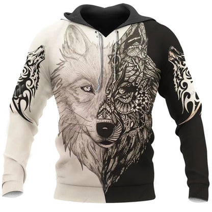 Fashion Frühling Herbst Wolf-Tier Herren-Hoodie 3D-Allover-Print Sweatshirt Unisex Pullover Freizeitjacke Streetwear-Mantel 4XL