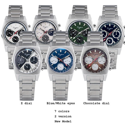 Sugess 37mm Men's Pilot Watches Original ST19 Chronograph Swanneck Mechanical Wristwatches Dome Sapphire Crystal Force Army 2024
