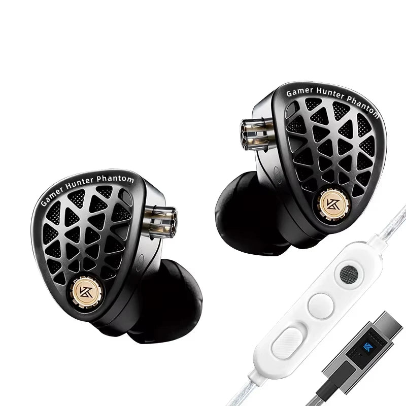 KZ Phantom HiFi Gaming Earphones – Professional Wired In-Ear Gaming Headphones with Custom Tuning Switch, DSP Sound Card, High-Fidelity Audio & Competitive Gaming Sound