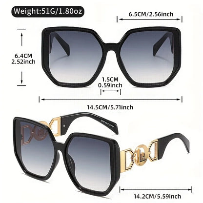 LINFEMAND Large Square Decorative Fashion Sunglasses  UV400 Women's Design Summer Trendy Dressing Holiday Gifts
