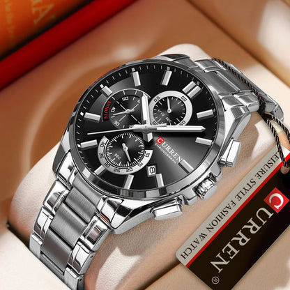 CURREN mode décontracté homme d'affaires montre de luxe bracelet en acier inoxydable montres à Quartz lumineux chronographe calendrier montre