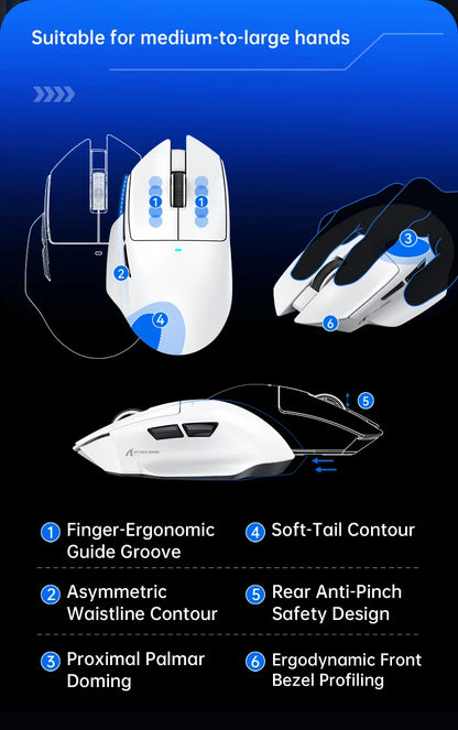 ATTACK SHARK V6 Wireless Gaming Superlight Mouse with RGB Magnetic Charging Dock, PAW3311 Sensor, Macro Gaming Mouse