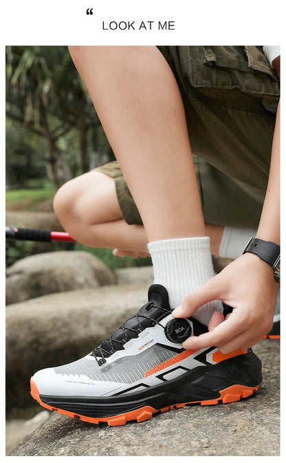 Spring & Summer Men's Running Shoes Outdoor Hiking, Wear-Resistant Trail Shoes with BOA Closure, Breathable Sports & Casual Style