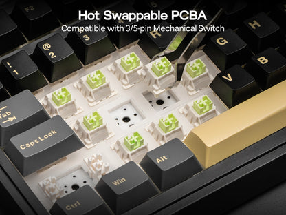 Teclado Mecânico Sem Fios EPOMAKER X AULA EA75 MAX 75% Layout ANSI US Hot-Swap Gasket com Fios/BT/2.4GHz com Ecrã e Botão Rotativo