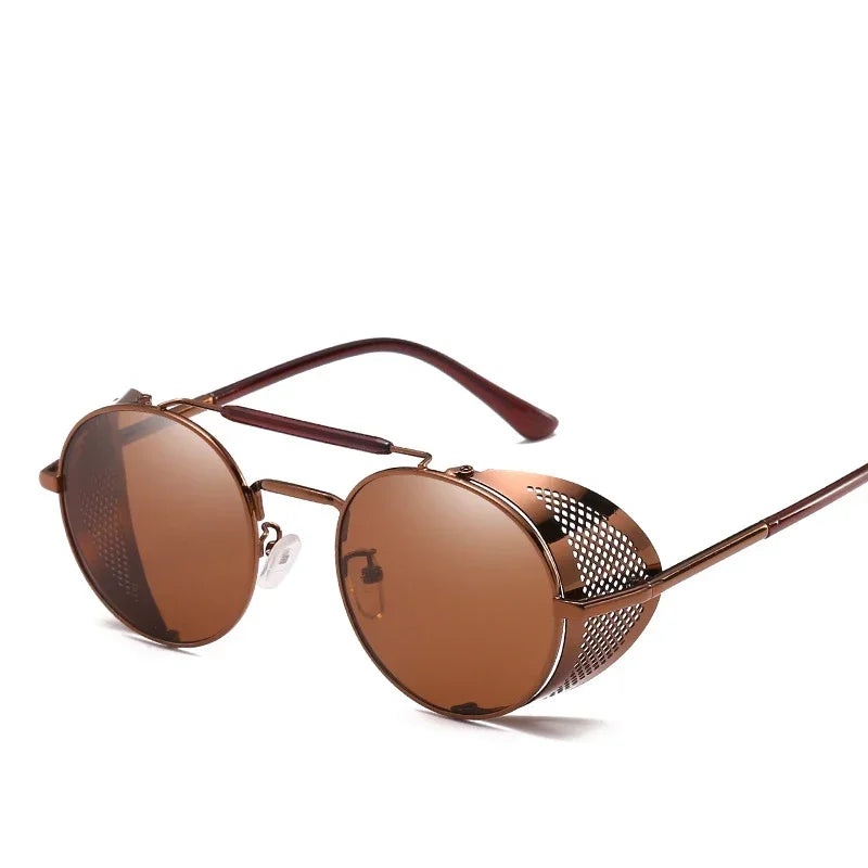 MUSELIFE Retro Round Metal Sunglasses Steampunk Men Women Brand Designer Glasses Oculos De Sol Shades UV Protection