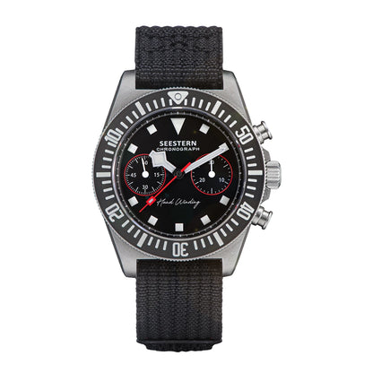 SEESTERN cronógrafo para hombre, reloj mecánico con movimiento Tianjin ST1901, cristal de zafiro, correa de nailon con velcro, esqueleto luminoso
