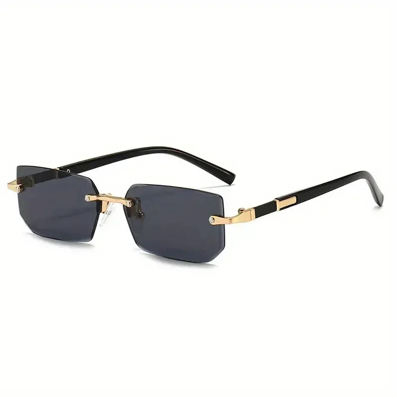 Rimless Sunglasses Rectangle Fashion Popular Women Men Shades Small Square Sun Glasses for Female Male Summer Traveling Oculos