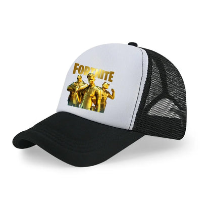 Gorra de béisbol Fortnite con estampado de juego estilo cartoon para niños, gorra de malla transpirable de verano, visera ajustable, regalo de cumpleaños para niños