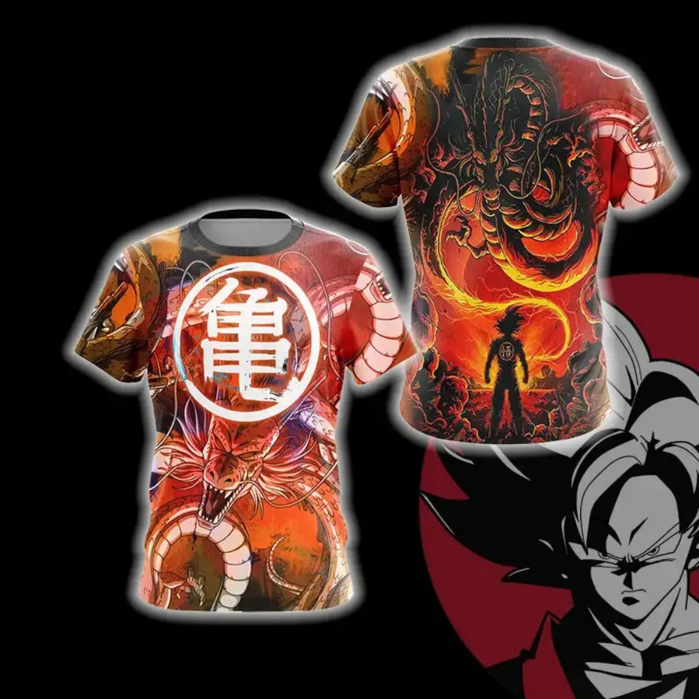 New Dragon Ball Z Goku Shenron 3D Print T-shirt Anime Japanese Graphic T-shirt Men Women Fashion Streetwear Hip Hop Kids Top