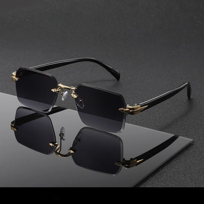 Metal Rimless Sunglasses Metal Hinges Men's Women's Beveled Edge Outdoor UV Protection Eyewear Brand Designer Stylish Glasses