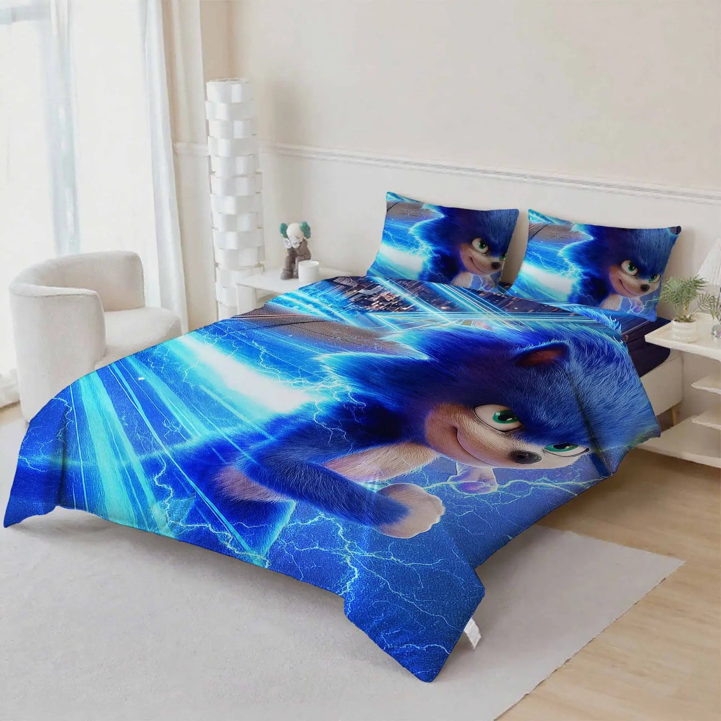 Cute Sonics Boy Bedding Set Digital Cartoon Sonics Duvet Cover Comforter Bed Youth Kids Girl Boys Gift
