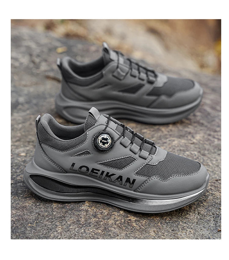 Chaussures de course à boucle rotative pour hommes, baskets respirantes en maille légère, semelle coussinée, antidérapantes, chaussures de marche quotidiennes, 2 couleurs