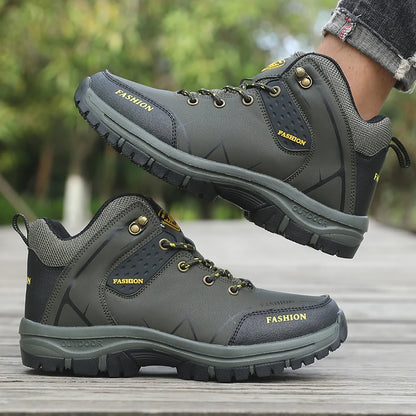 Retro Men’s Hiking Boots for Spring and Autumn, Comfortable Breathable Anti-Slip Hiking Shoes, Outdoor Camping Waterproof Work Shoes, Sizes 39-46