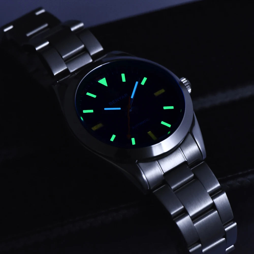 BENYAR – Neue Herrenuhr, Luxusmarke, mechanische Automatikuhr, wasserdicht bis 50 m, sportliches Modell mit leuchtenden Zeigern