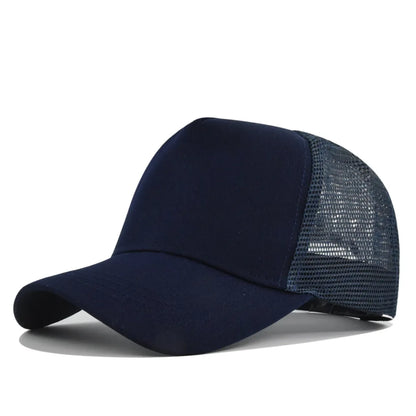 Customized Logo Hard Top 5 Panels Mesh Baseball Cap For Men Women Advertising Cap Breathable Sun Hat Solid Color Visor Gorra