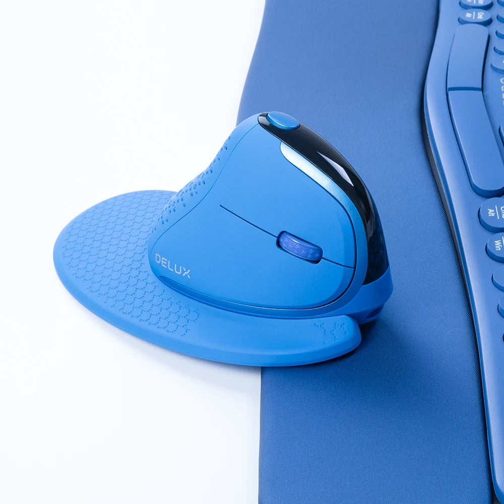 Rato Vertical Ergonómico Delux M618XSD Seeker com Ecrã OLED 4000DPI, Recarregável, 1000mA e Tampa Traseira Amovível para Computador