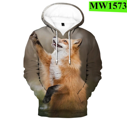Beliebte Hip-Hop-Novelty-Hoodies und Sweatshirts mit komfortablem Fox-3D-Print für Herren/Damen und Erwachsene/Kinder, lässige Pullover