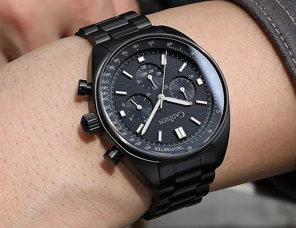 CADISEN Men's Sport Chronograph Watch Japan VD53 Movt Quartz Watches Sapphire Glass Stainless Steel Wristwatch For Men
